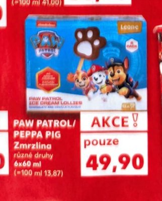 Paw Patrol / Peppa Pig Zmrzlina