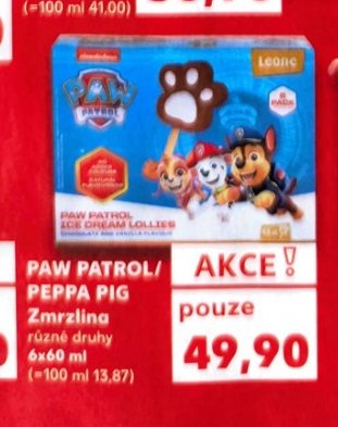 Paw Patrol/Peppa Pig zmrzlina