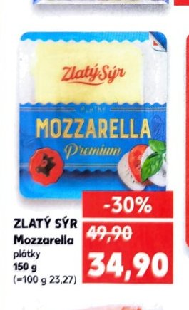 ZLATÝ SÝR Mozzarella plátky