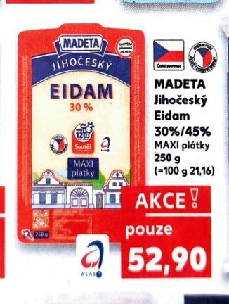 MADETA Jihočeský Eidam 30%/45% plátky