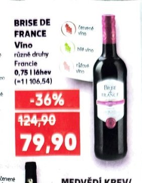 BRISE DE FRANCE Víno různé druhy 0,75l láhev