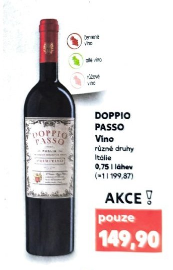 DOPPIO PASSO Víno různé druhy 0,75l