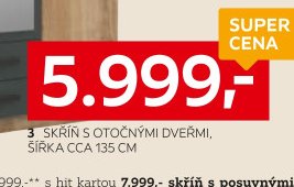 3 SKŘÍŇ S OTOČNÝMI DVEŘMI, ŠÍŘKA CCA 135 CM