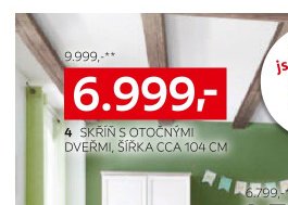 Skříň s otočnými dveřmi, šířka cca 104 cm