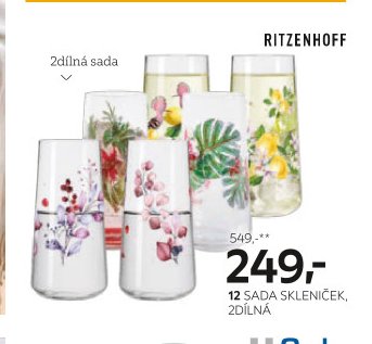 12 SADA SKLENIČEK, 2DÍLNÁ