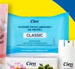Cien Vlhčené čistící ubrousky na obličej Classic