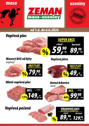 akční leták ZEMAN maso - uzeniny 1.6.2026-6.6.2026