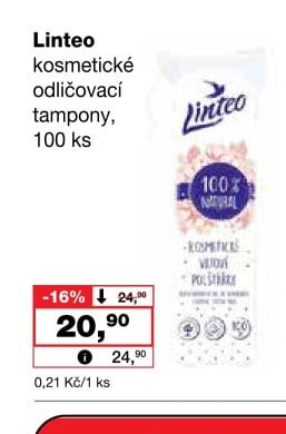 Linteo kosmetické odličovací tampony, 100 ks