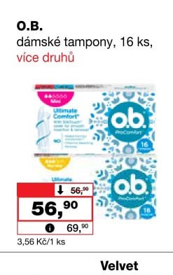 O.B. dámské tampony, 16 ks, více druhů