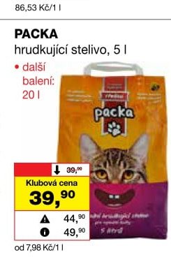 PACKA hrudkující stelivo, 5 l
