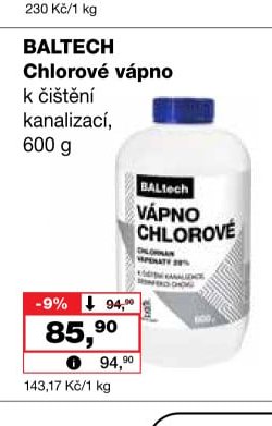 BALTECH Chlorové vápno k čištění kanalizací, 600 g