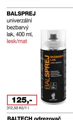 BALSPREJ univerzální bezbarvý lak, 400 ml, lesk/mat
