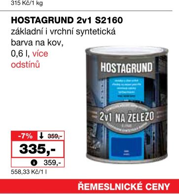 HOSTAGRUND 2v1 S2160 základní i vrchní syntetická barva na kov, 0,6 l, více odstínů