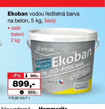 Ekoban vodou ředitelná barva na beton, 5 kg, šedý