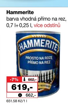 Hammerite barva vhodná přímo na rez, 0,7 l + 0,25 l, více odstínů