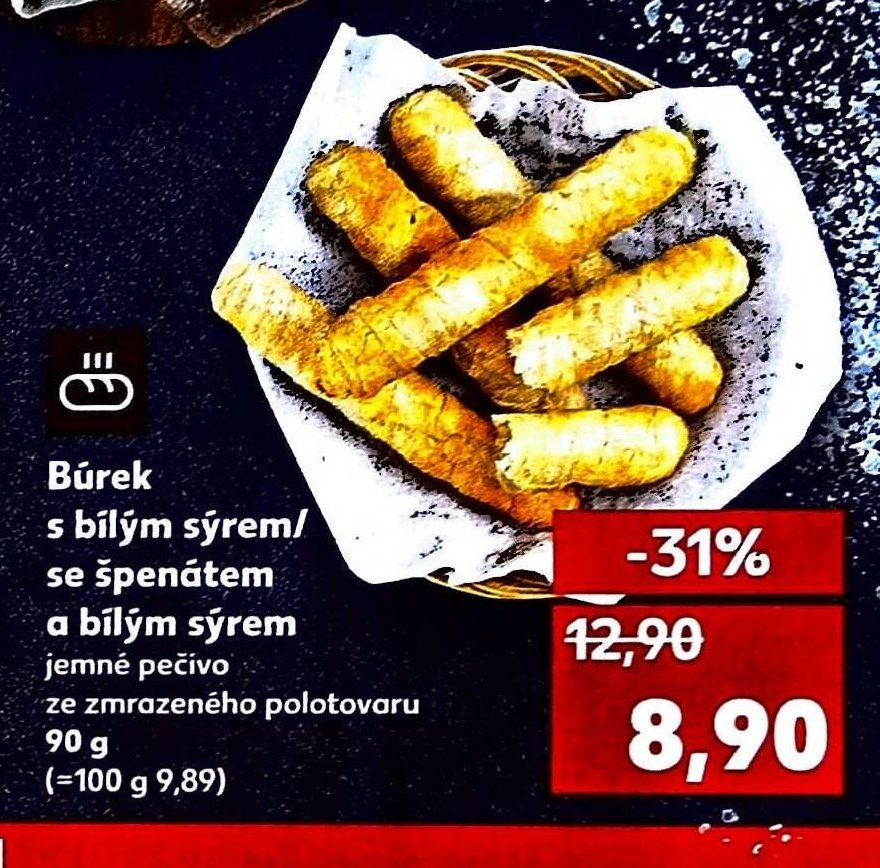 Bůrek s bílým sýrem/se špenátem a bílým sýrem