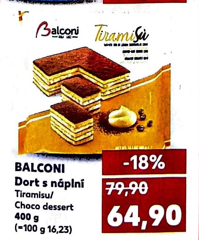 BALCONI Dort s náplní Tiramisu/Choco dessert