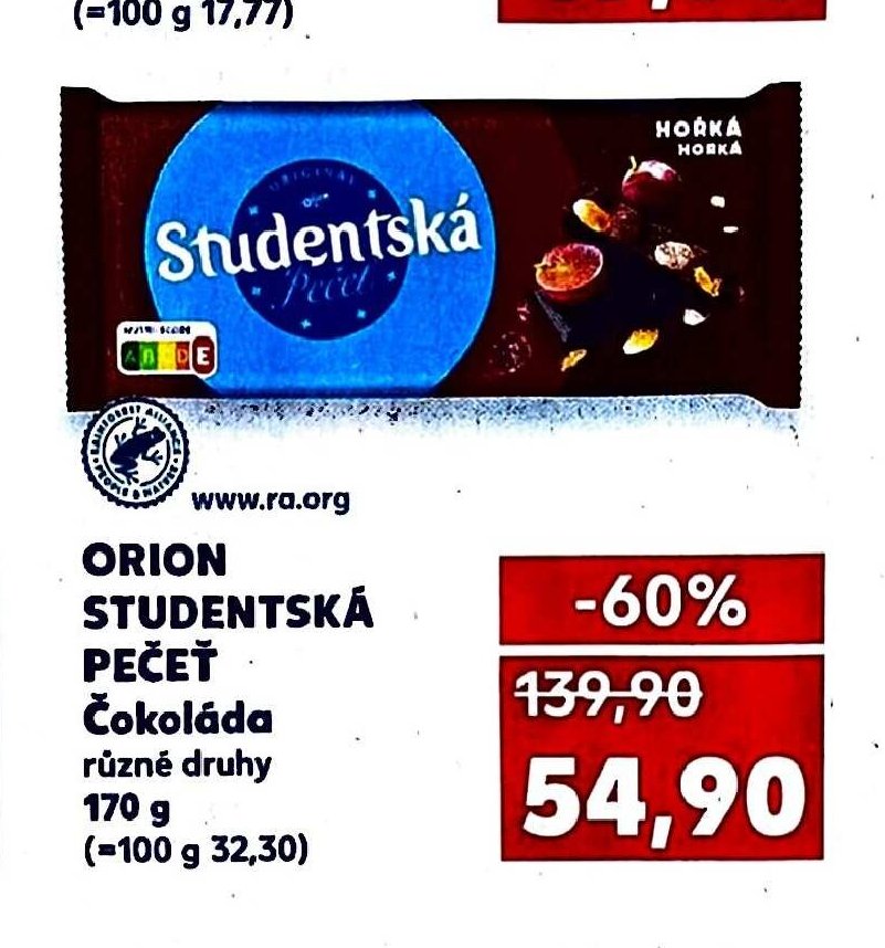 ORION STUDENTSKÁ PEČEŤ Čokoláda
