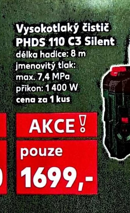 Vysokotlaký čistič PHDS 110 C3 Silent