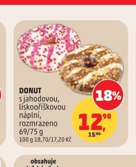 DONUT s jahodovou, lískooříškovou náplní