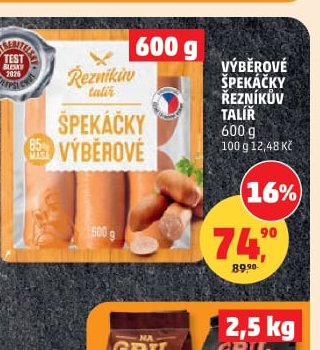 VÝBĚROVÉ ŠPEKAČKY ŘEZNÍKŮV TALÍŘ 600 g