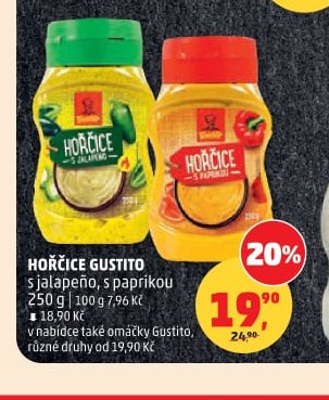HOŘČICE GUSTITO s jalapeňo, s paprikou 250 g