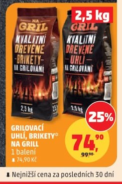 GRILOVACÍ UHLÍ, BRIKETY NA GRILL 2,5 kg