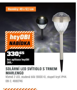 Solární LED svítidlo s trnem Marlengo - OBI akcniletaky.com