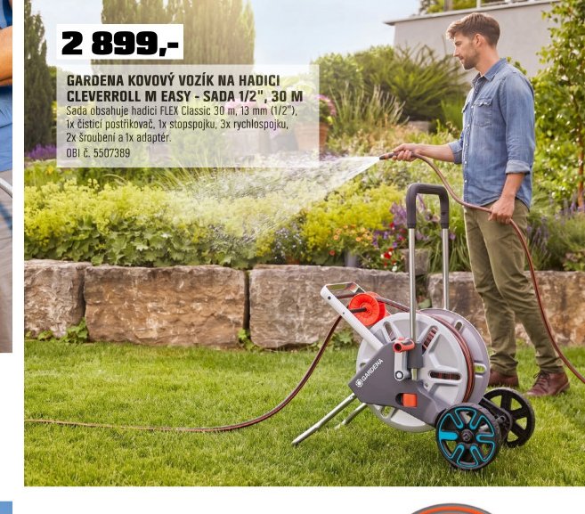 GARDENA KOVOVÝ VOZÍK NA HADICI CLEVERROLL M EASY - SADA 1/2