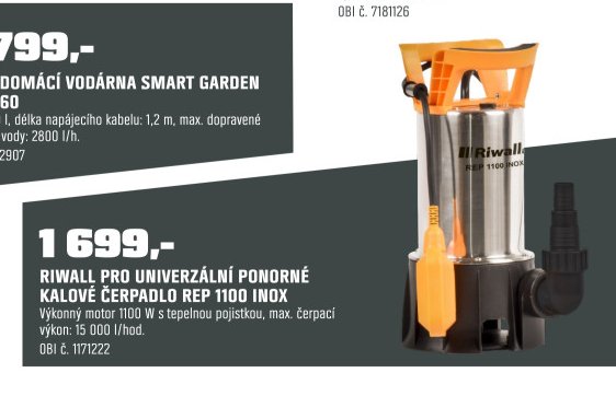 RIWALL PRO UNIVERZÁLNÍ PONORNÉ KALOVÉ ČERPADLO REP 1100 INOX - OBI akcniletaky.com