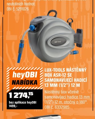 LUX-TOOLS NÁSTĚNNÝ BOX ASR-12 SE SAMONAVÍJECÍ HADICÍ 13 MM (1/2