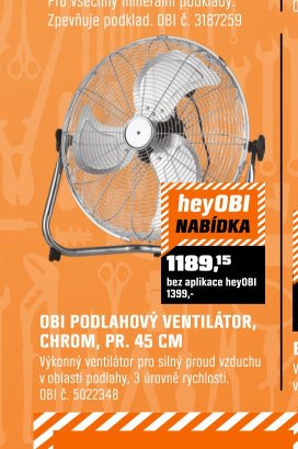 OBI PODLAHOVÝ VENTILÁTOR, CHROM, PR. 45 CM - OBI akcniletaky.com
