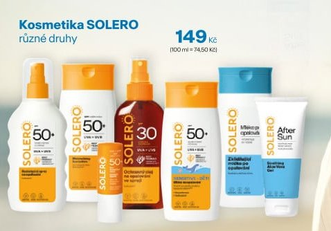 Kosmetika SOLERO různé druhy