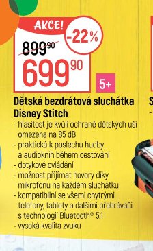 Dětská bezdrátová sluchátka Disney Stitch