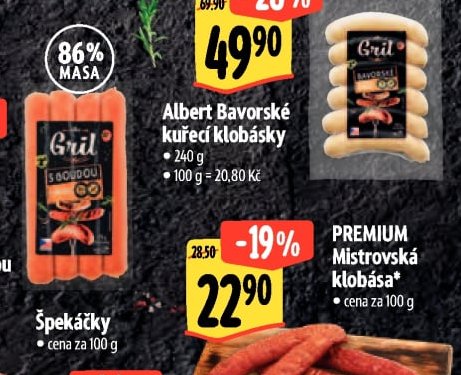 Albert Bavorské kuřecí klobásky