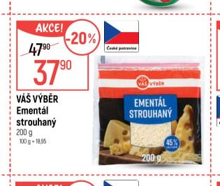 Váš Výběr Ementál strouhaný 200 g