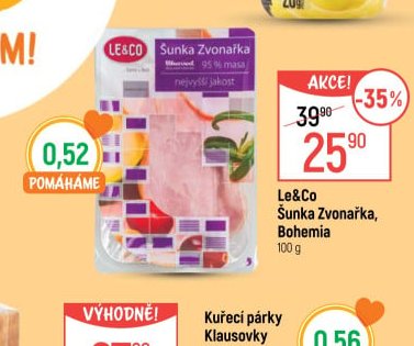 Le&Co Šunka Zvonařka Bohemia 100 g