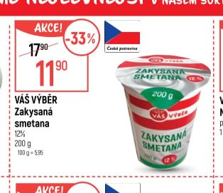 Váš Výběr Zakysaná smetana 12% 200 g