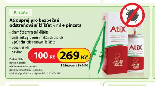 Atix sprej pro bezpečné odstraňování klíšťat 9 ml + pinzeta