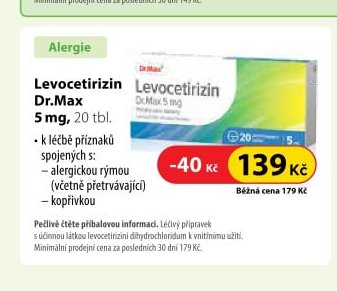 Levocetirizin Dr.Max 5 mg, 20 tbl.