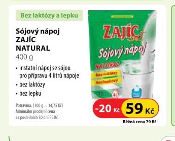 Sójový nápoj ZAJÍC NATURAL, 400 g