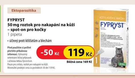 FYPRYST 50 mg roztok pro nakapání na kůži - spot-on pro kočky