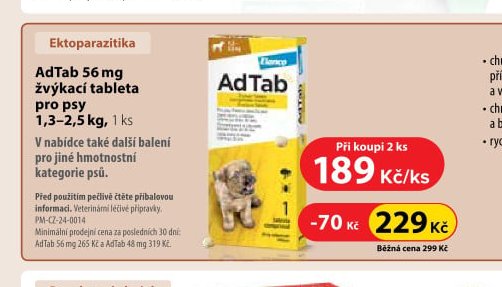 AdTab 56 mg žvýkací tableta pro psy 1,3-2,5 kg