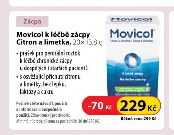 Movicol k léčbě zácpy Citron a limetka, 20x 13,8 g