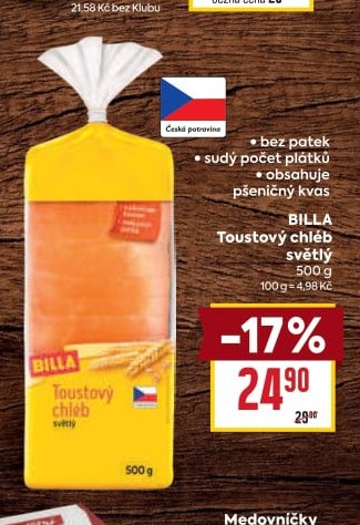 BILLA Toustový chléb světlý
