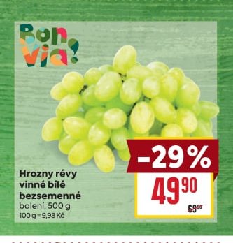 Hrozny révy vinné bílé bezsemenné
