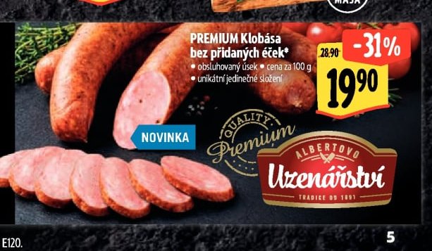PREMIUM Klobása bez přidaných éček