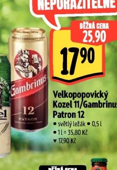 Velkopopovický Kozel 11/Gambrinus Patron 12