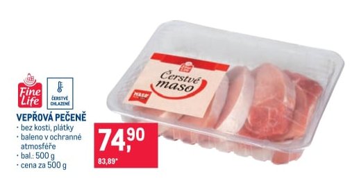 Vepřová pečeně bez kosti, plátky