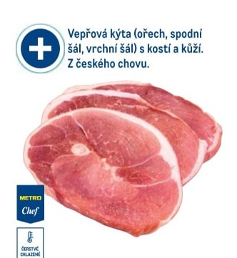 Vepřová kýta (ořech, spodní šál, vrchní šál) s kostí a kůží